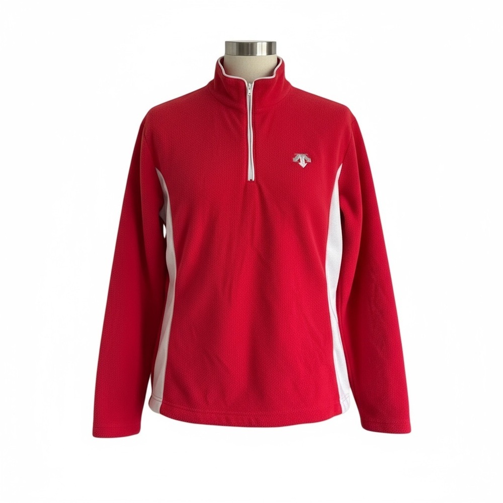 Descente Half Zip Thermal Fleece Pullover Ski Snowboard Layer Cozy Red White 8